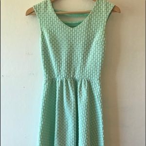 Teal and White Printed Dress